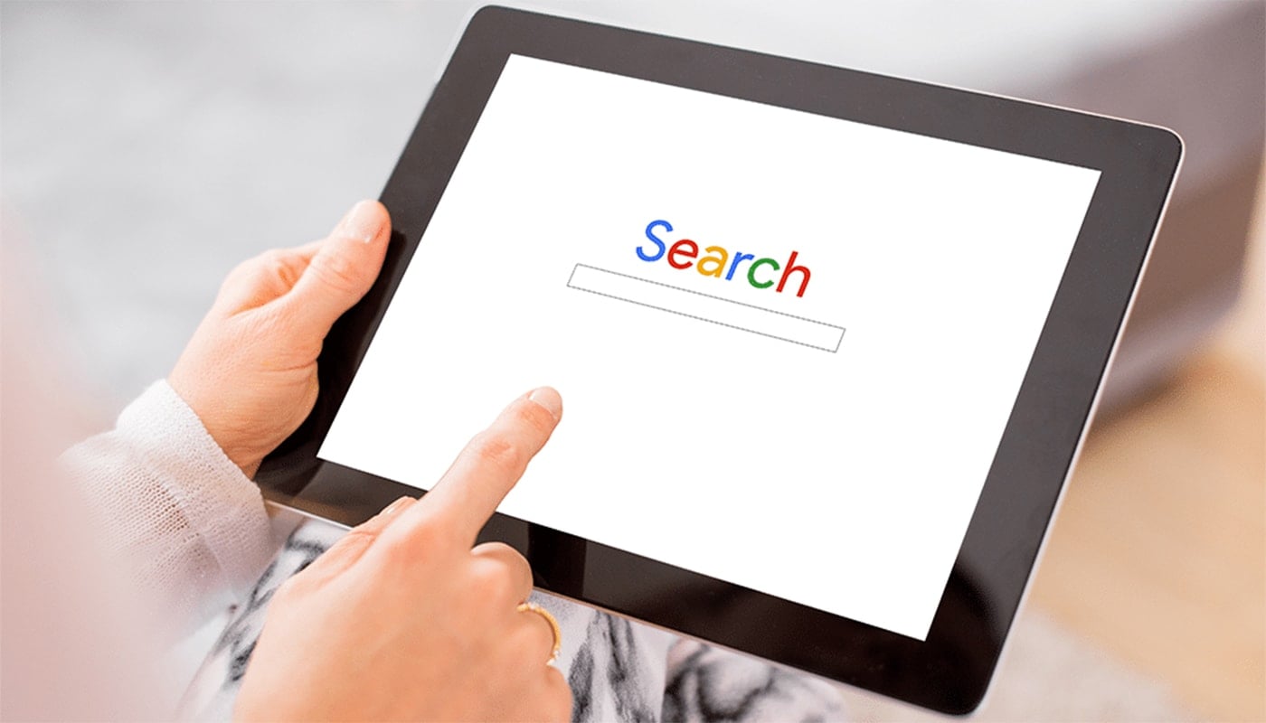 Google search bar on tablet