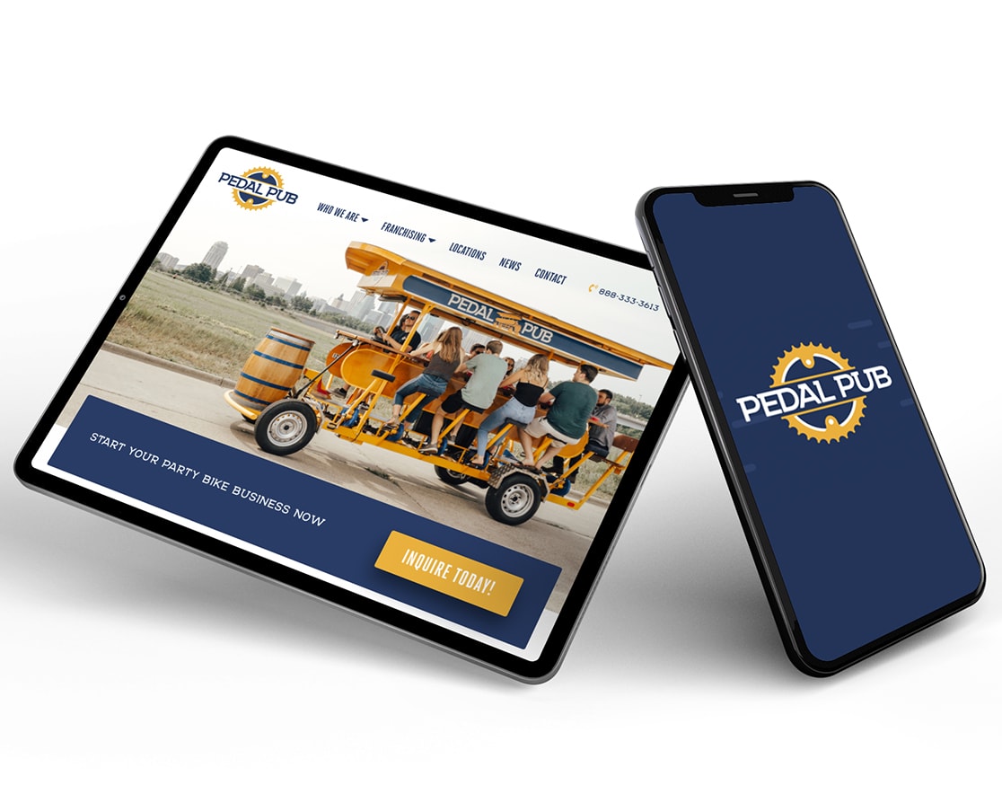pedal pub website on tablet and cell phone