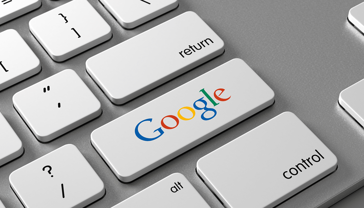 close up of a google button on keyboard