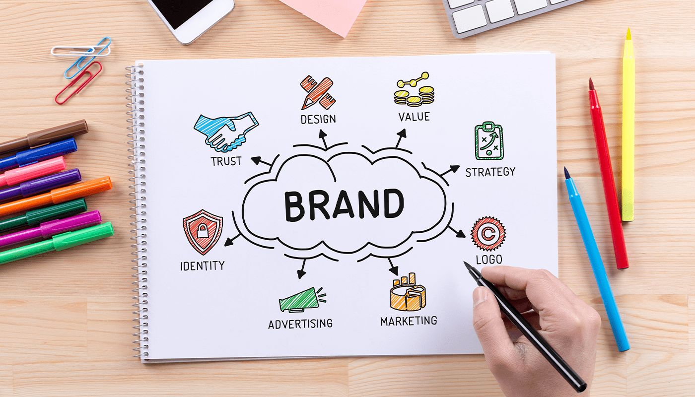 brand illustration on a piece of paper