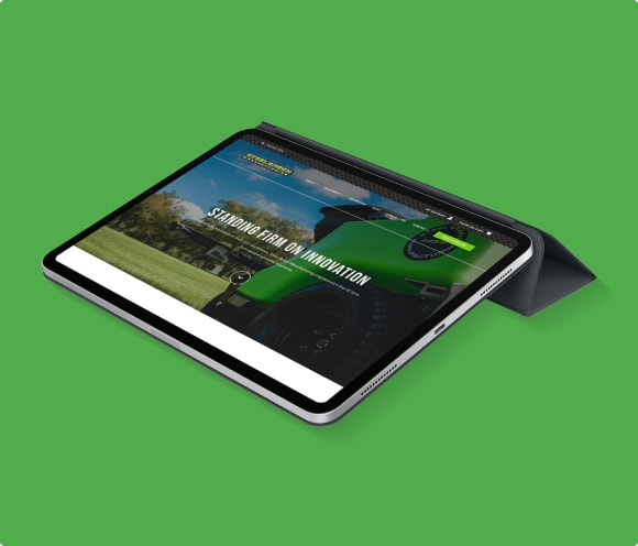steel green manufacturing website on microsoft tablet