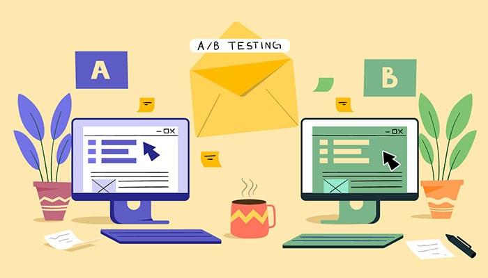 two computers a/b testing emails
